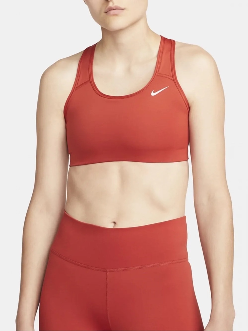Nike Women’s Swoosh Sports Bra M Cinnabar Orange White